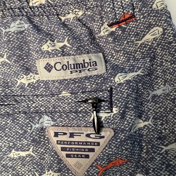 Columbia PFG Swim Trunks Mens XL Blue Fish Print Lined Board Shorts - Picture 6 of 6